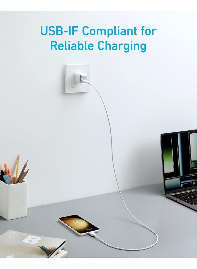 Anker 310 USB C to USB C Cable (3ft, 60W/3A), Fast Charging Type-C Cable for Samsung Galaxy S23, iPad Pro 2021, Air 4 & Mini 6, MacBook Pro 2020, Switch (USB 2.0) - White - Image 5